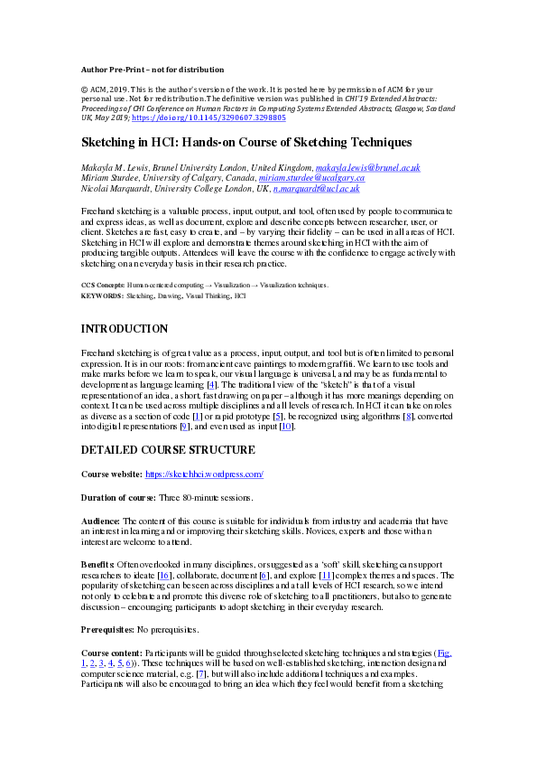 (PDF) Sketching in HCI