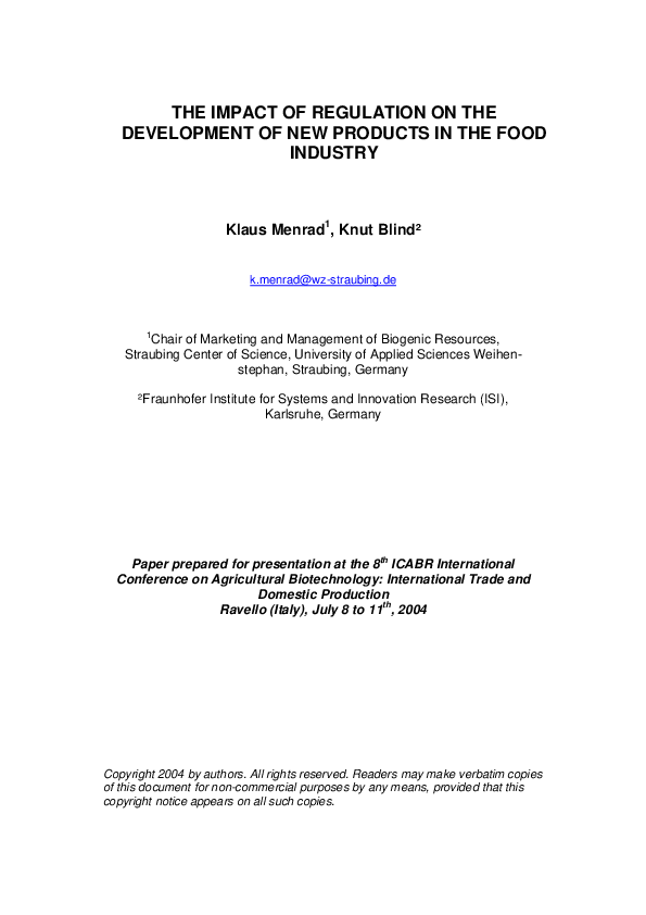 (PDF) The impact of regulation on the development of new products in ...