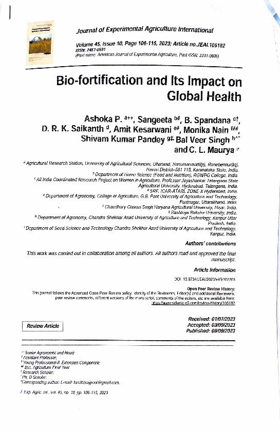 (PDF) Bio-fortification and Its Impact on Global Health