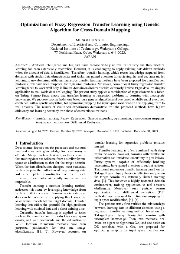 (PDF) Optimization of Fuzzy Regression Transfer Learning using Genetic ...
