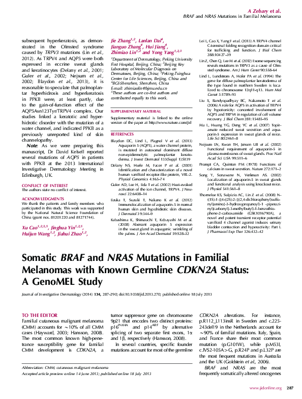 (PDF) Somatic BRAF and NRAS Mutations in Familial Melanomas with Known ...