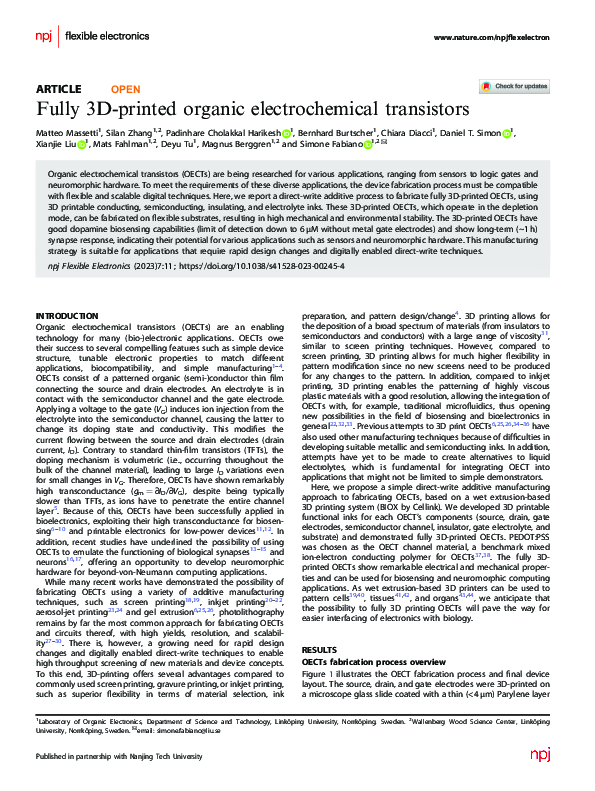 (PDF) Fully 3D-printed organic electrochemical transistors