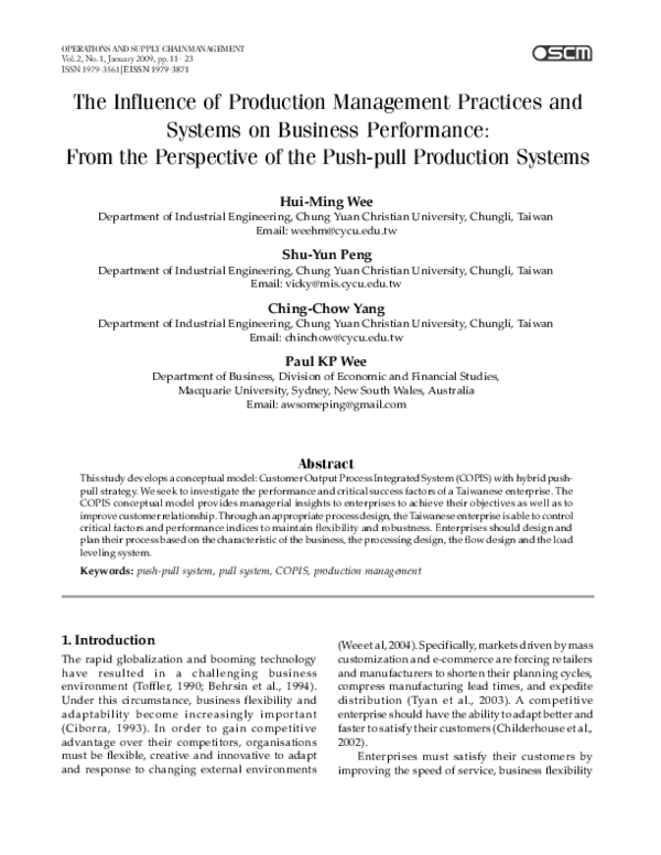 (PDF) The Influence of Production Management Practices and Systems on ...