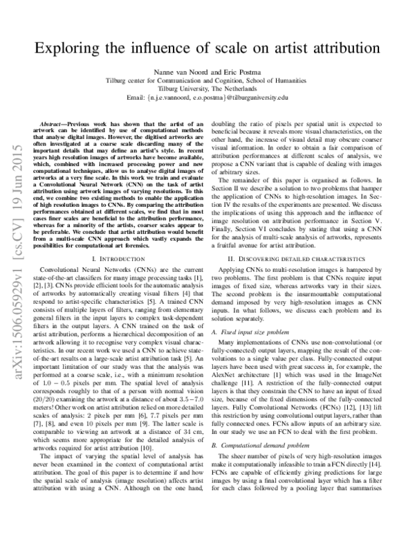 (PDF) Exploring the influence of scale on artist attribution