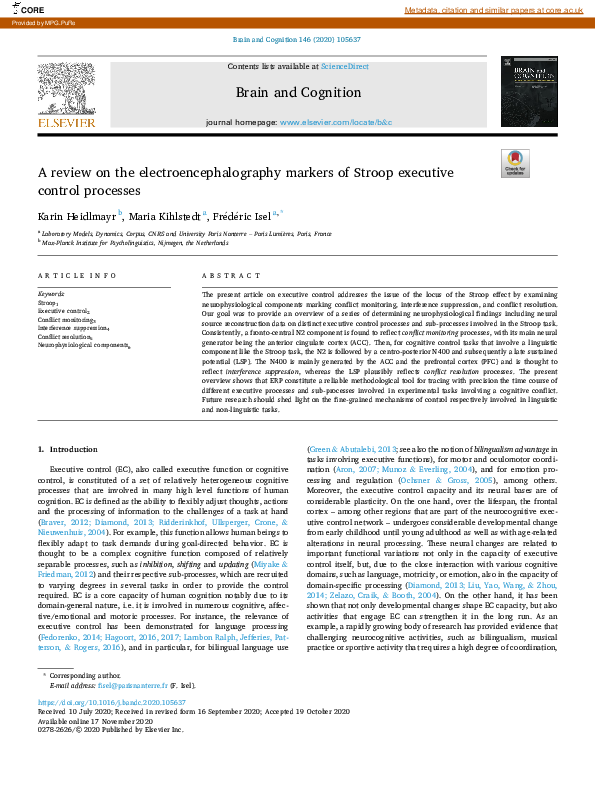 (PDF) A review on the electroencephalography markers of Stroop ...