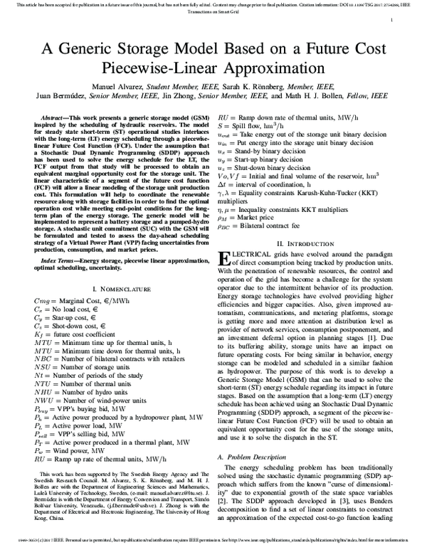 (PDF) A Generic Storage Model Based on a Future Cost Piecewise-Linear ...