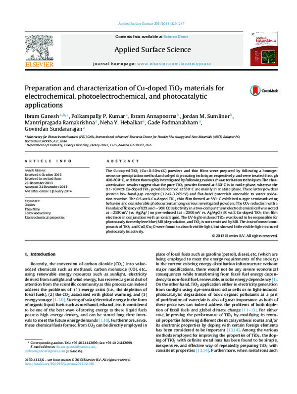 (PDF) Preparation and characterization of Cu-doped TiO2 materials for ...