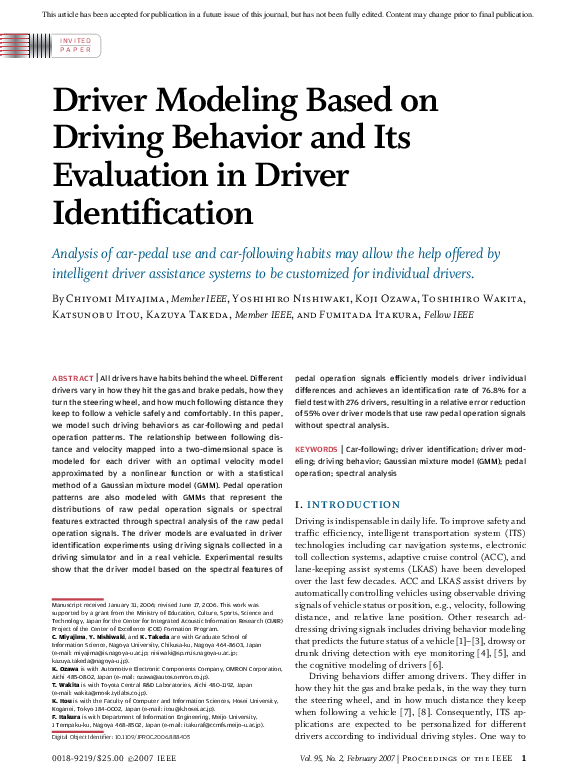 (PDF) Driver Modeling Based on Driving Behavior and Its Evaluation in ...