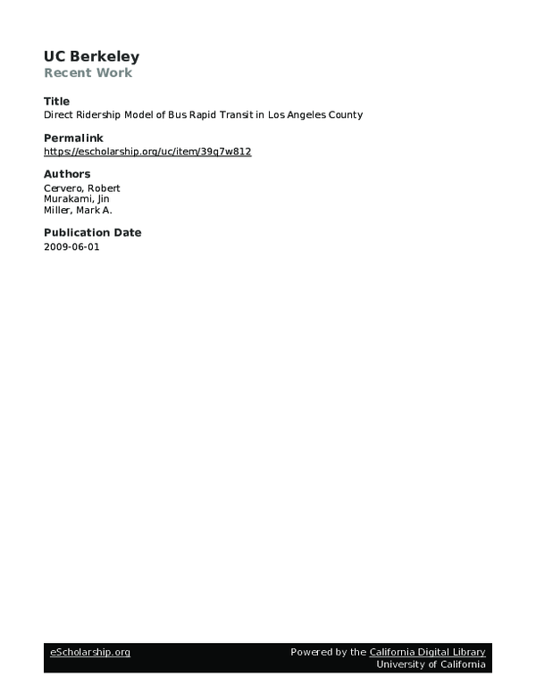 (PDF) Direct Ridership Model of Bus Rapid Transit in Los Angeles County ...