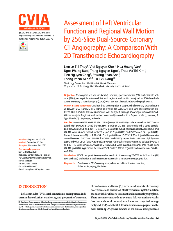 (PDF) Assessment of Left Ventricular Function and Regional Wall Motion ...