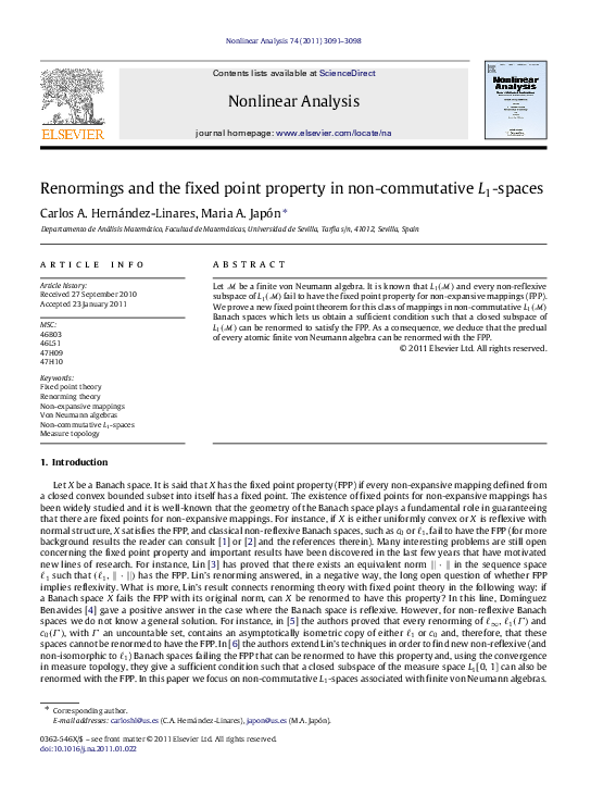 (PDF) Renormings and fixed point property in non-commutative -spaces II ...