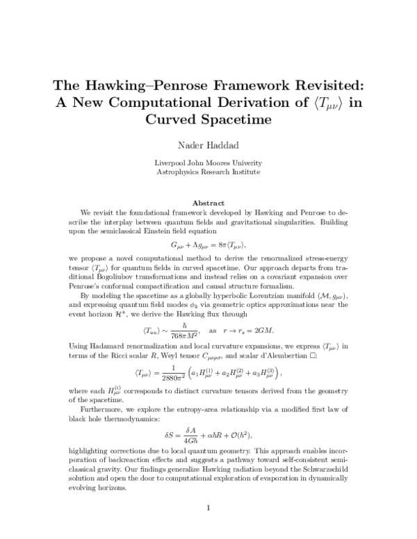 (PDF) The Hawking-Penrose Framework Revisited: A New Computational ...
