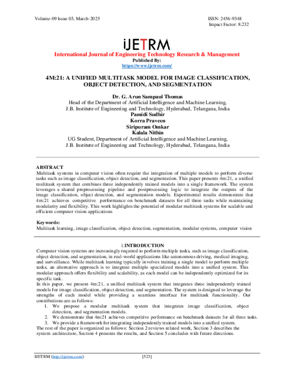 (PDF) 4M:21: A UNIFIED MULTITASK MODEL FOR IMAGE CLASSIFICATION, OBJECT ...