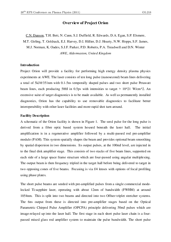 (PDF) Overview of Project Orion
