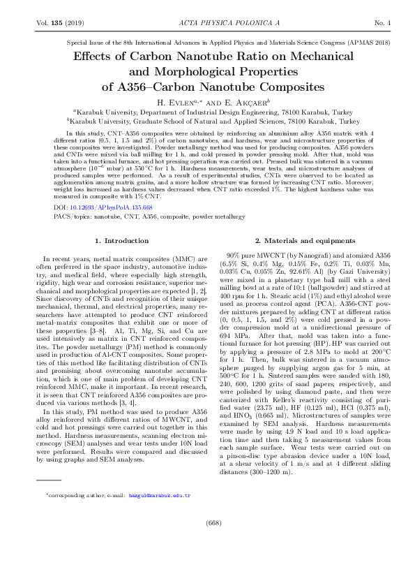 (PDF) Effects of Carbon Nanotube Ratio on Mechanical and Morphological ...