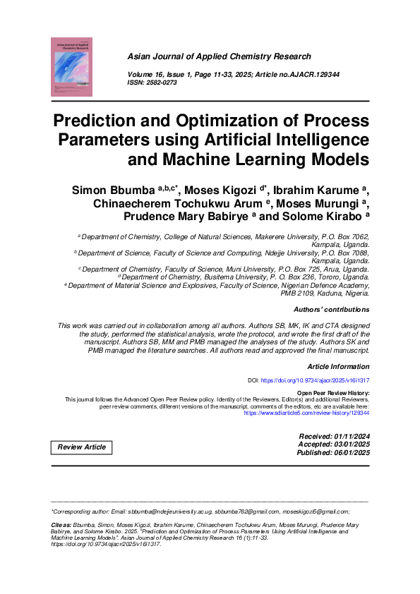 (PDF) Prediction and Optimization of Process Parameters using ...