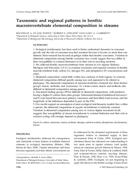 (PDF) Taxonomic and regional patterns in benthic macroinvertebrate ...