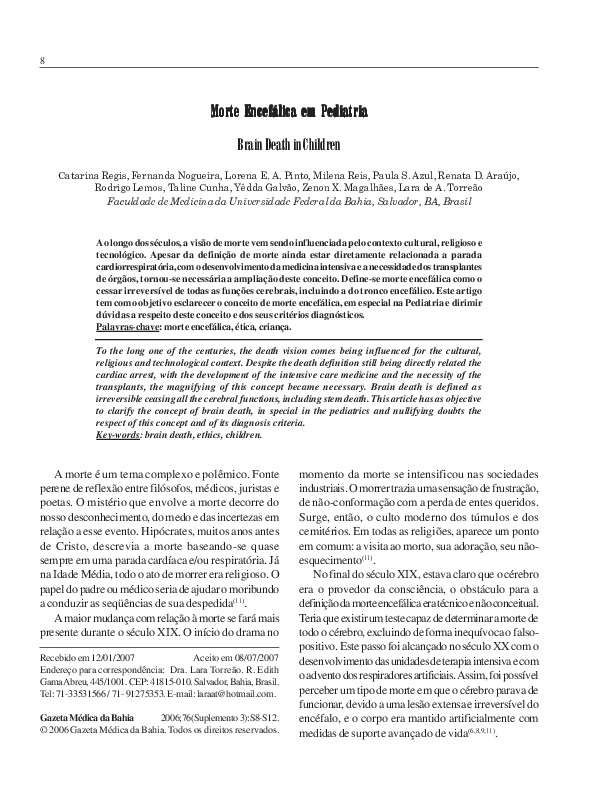 (PDF) Morte Encefálica em Pediatria Morte Encefálica em Pediatria Morte ...