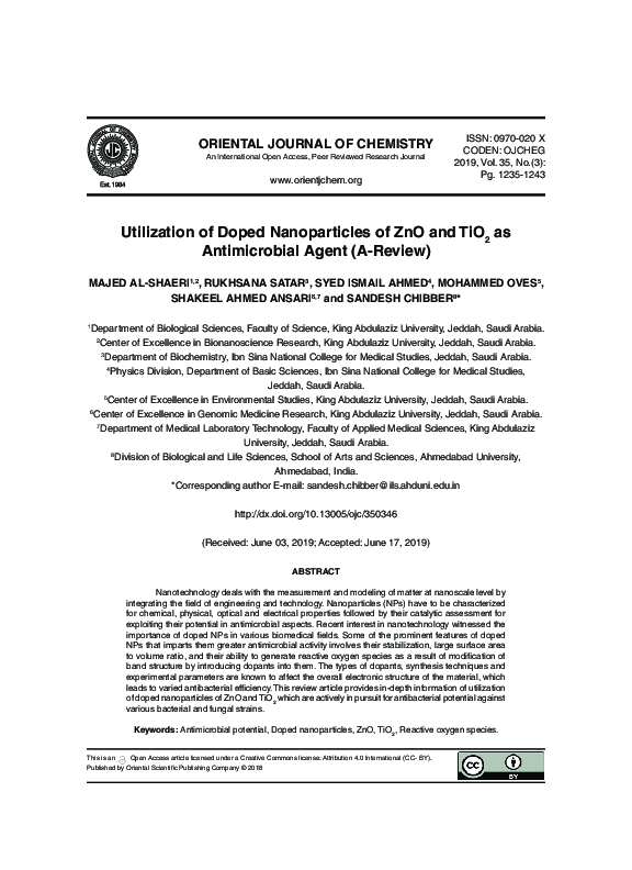 (PDF) Utilization of Doped Nanoparticles of ZnO and TiO2 As ...