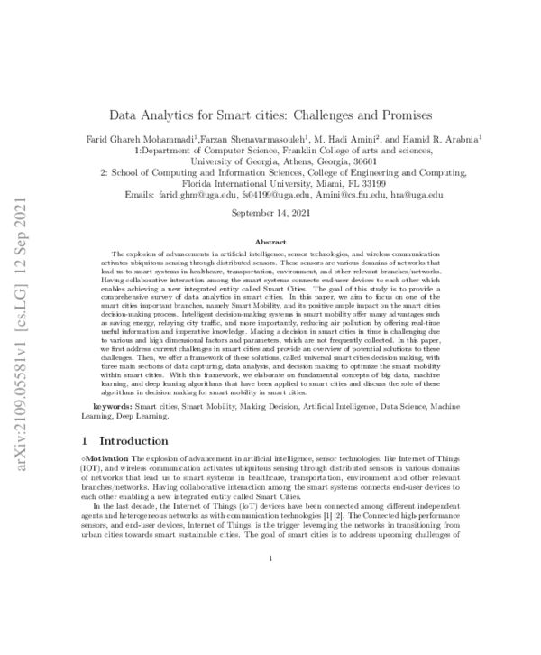 (PDF) Data Analytics for Smart Cities: Challenges and Promises