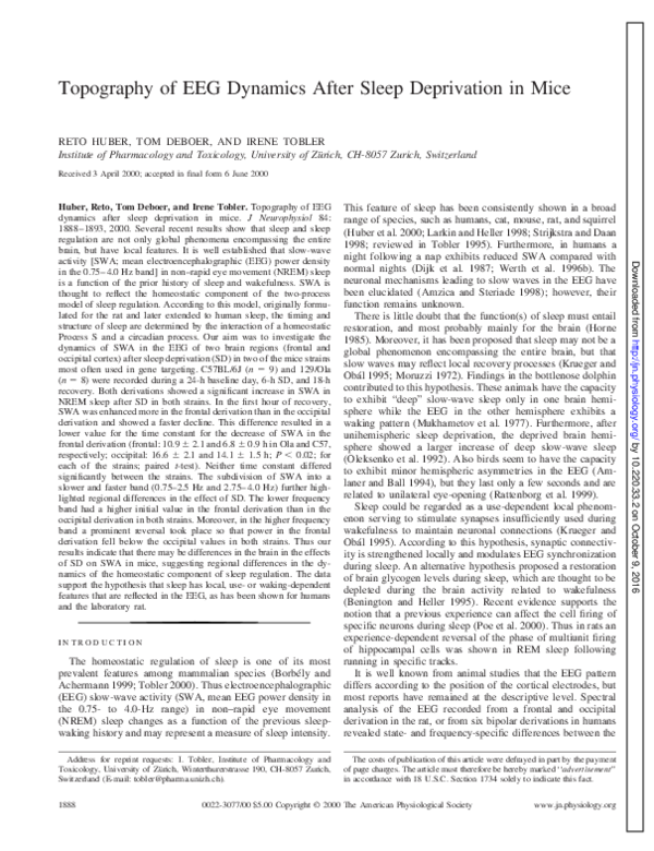 (PDF) Topography of EEG Dynamics After Sleep Deprivation in Mice