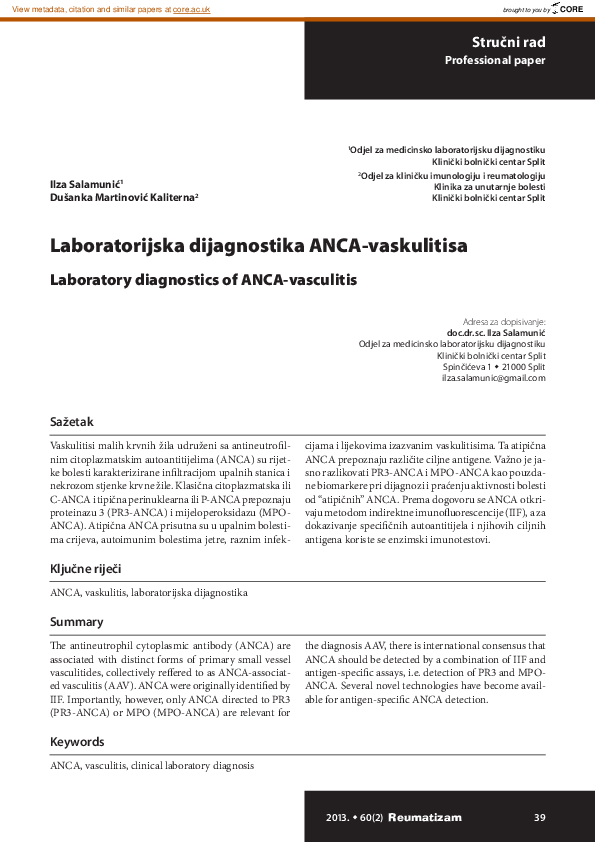 (PDF) [Laboratory diagnostics of ANCA-vasculitis]