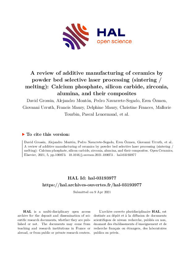 (PDF) A review of additive manufacturing of ceramics by powder bed ...