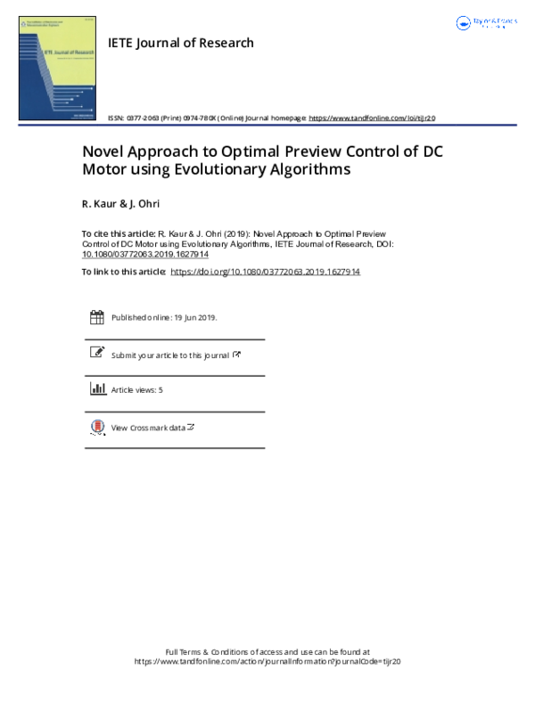 (PDF) Novel Approach to Optimal Preview Control of DC Motor using ...