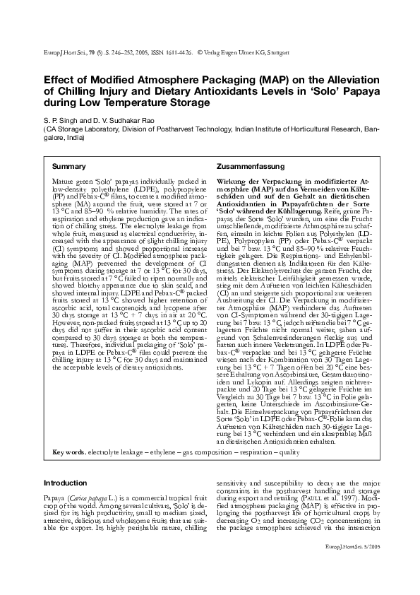 (PDF) Effect of Modified Atmosphere Packaging (MAP) on the Alleviation ...