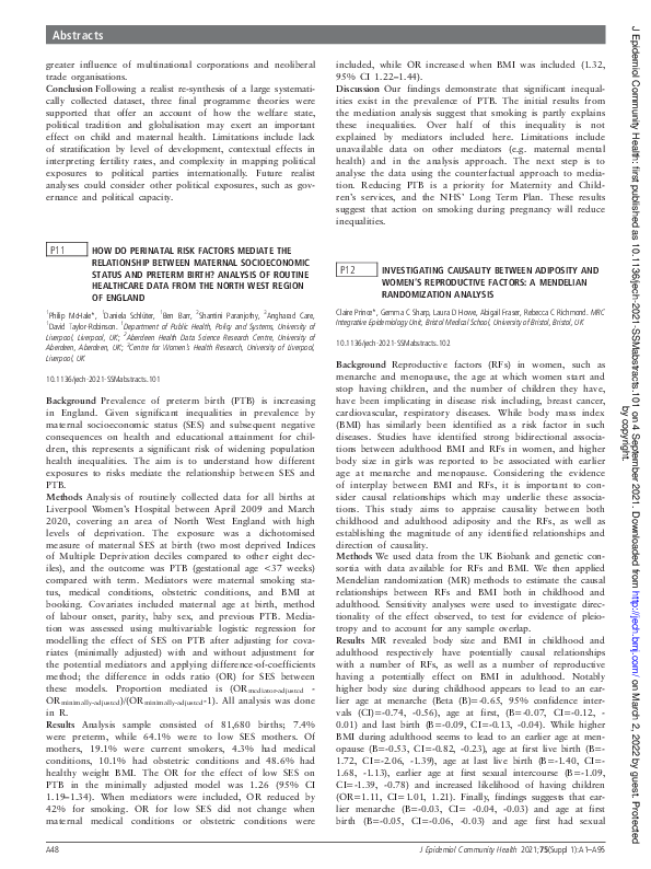 (PDF) P11 How do perinatal risk factors mediate the relationship ...