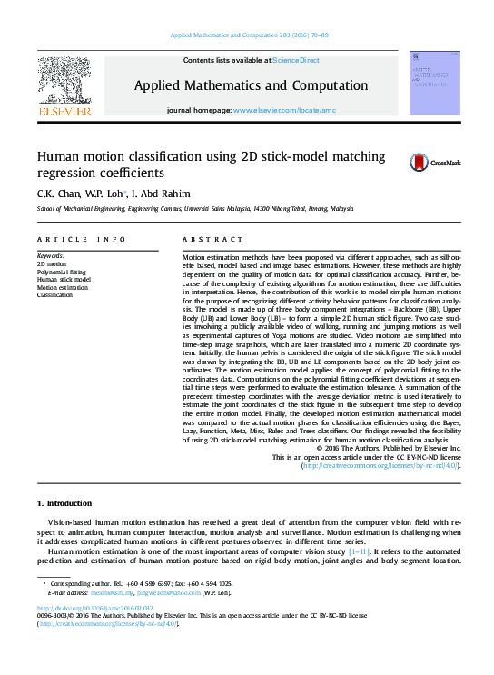 (PDF) Human motion classification using 2D stick-model matching ...