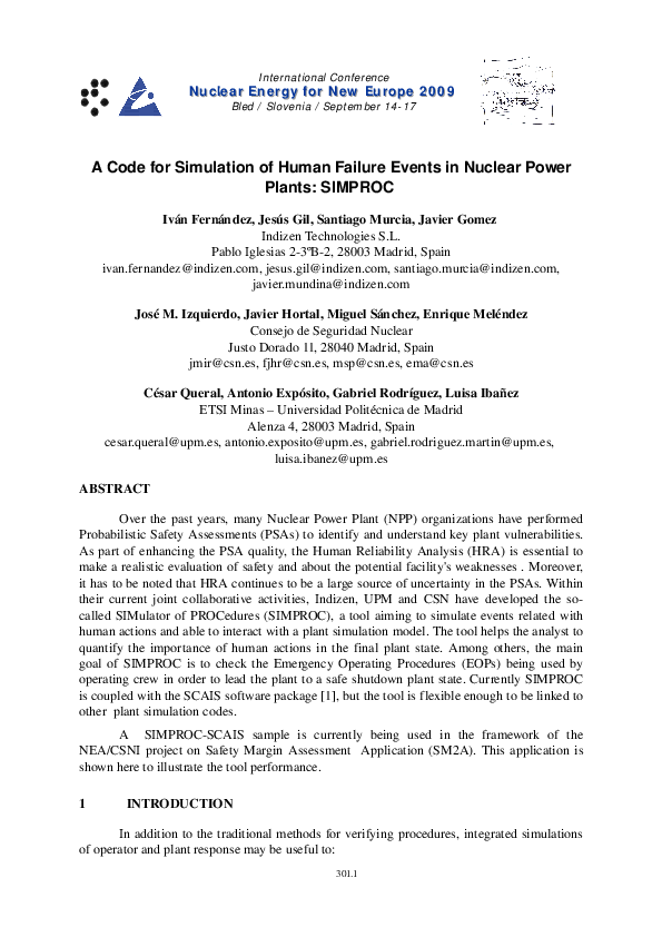(PDF) A code for simulation of human failure events in nuclear power ...