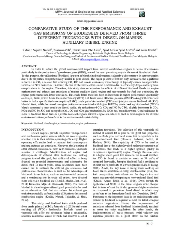 (PDF) Comparative study of the performance and exhaust gas emissions of ...