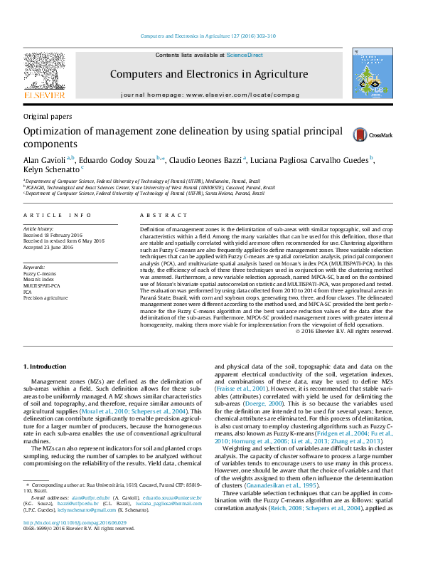 (PDF) Optimization of management zone delineation by using spatial ...