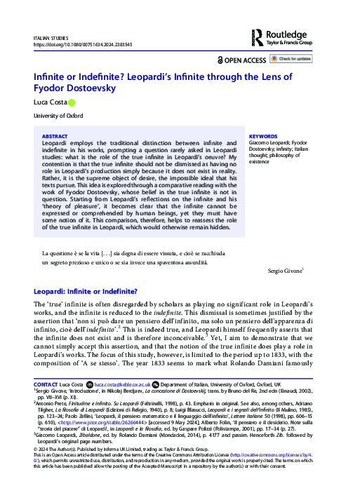 (PDF) Infinite or Indefinite? Leopardi’s Infinite through the Lens of ...