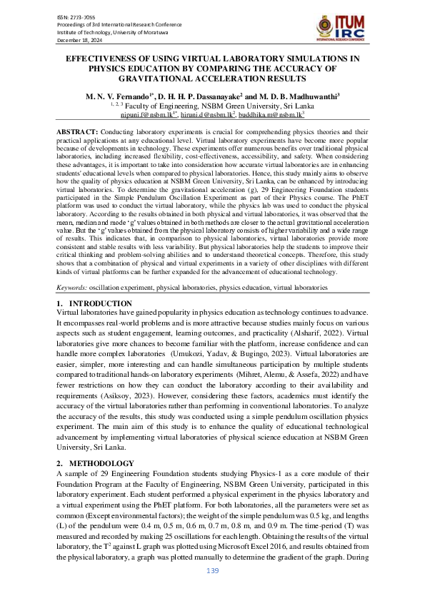 (PDF) EFFECTIVENESS OF USING VIRTUAL LABORATORY SIMULATIONS IN PHYSICS ...