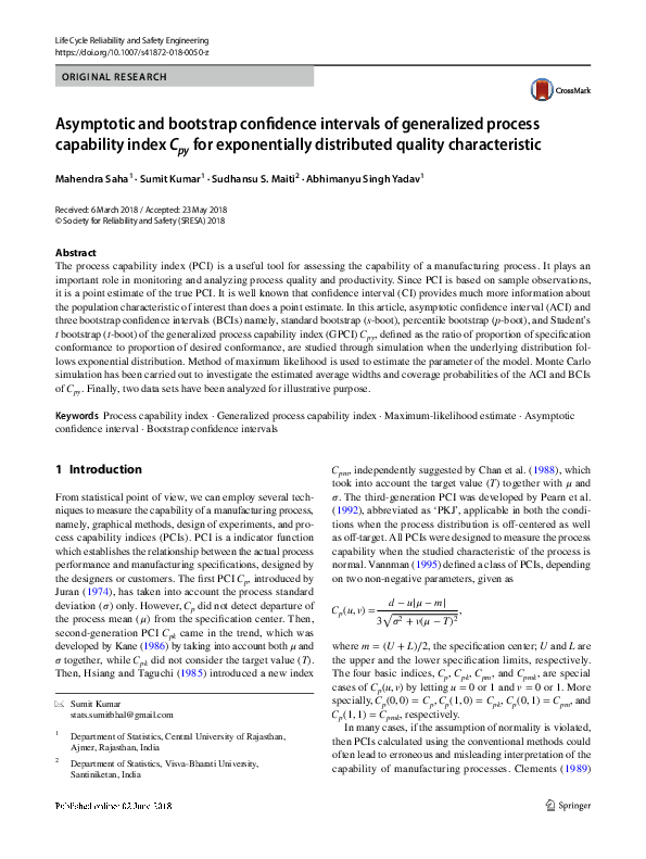 (PDF) Asymptotic and Bootstrap Confidence Intervals for the Process ...