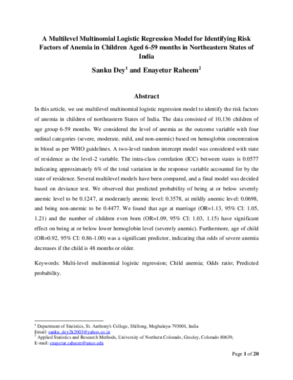 (PDF) A multilevel multinomial logistic regression model for ...