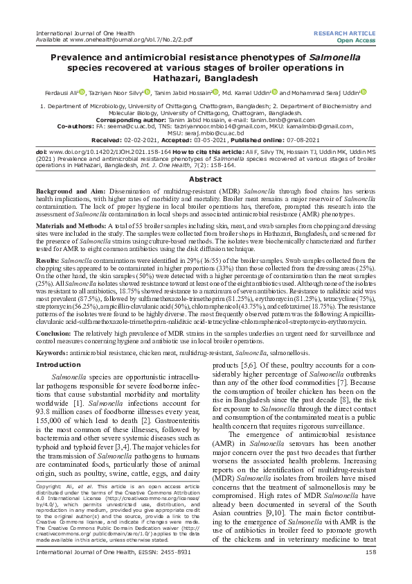 (PDF) Prevalence and antimicrobial resistance phenotypes of Salmonella ...