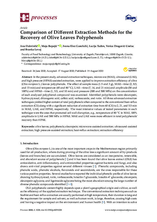 (PDF) Comparison of Different Extraction Methods for the Recovery of ...