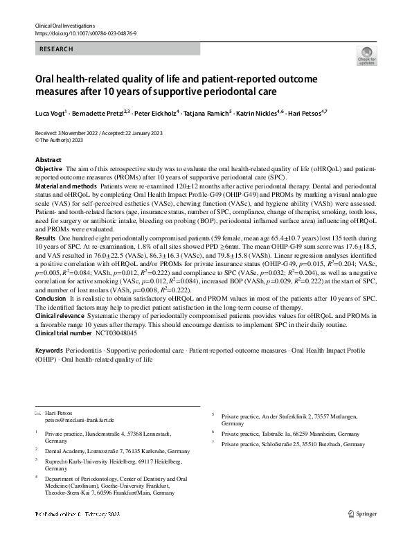 (PDF) Oral health-related quality of life and patient-reported outcome ...