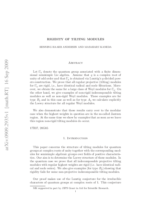(PDF) Rigidity of tilting modules