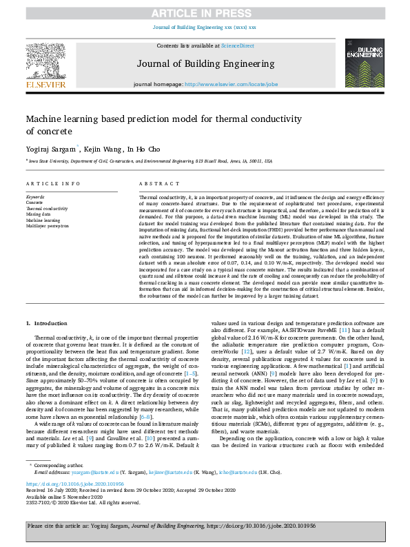 (PDF) Machine learning based prediction model for thermal conductivity ...