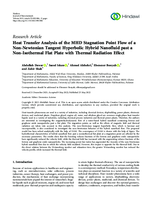 (PDF) Heat Transfer Analysis of the MHD Stagnation Point Flow of a Non ...