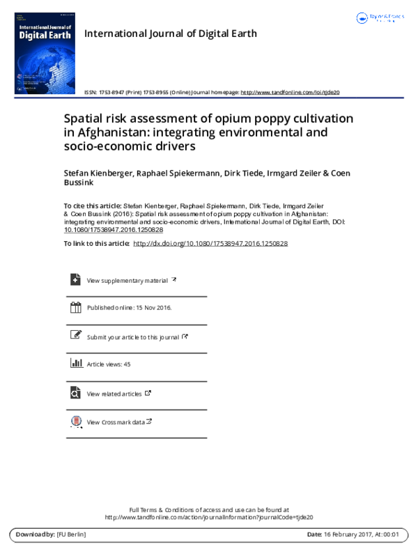 (PDF) Spatial risk assessment of opium poppy cultivation in Afghanistan ...