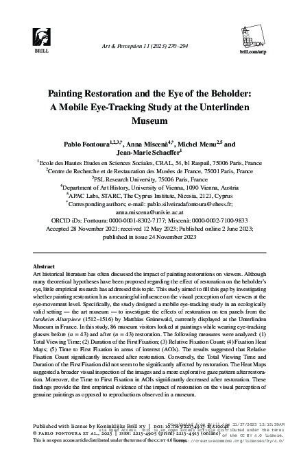 (PDF) Painting Restoration and the Eye of the Beholder: A Mobile Eye ...