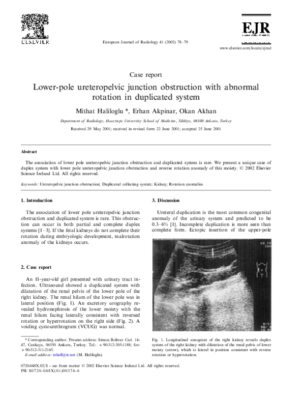(PDF) Lower-pole ureteropelvic junction obstruction with abnormal ...