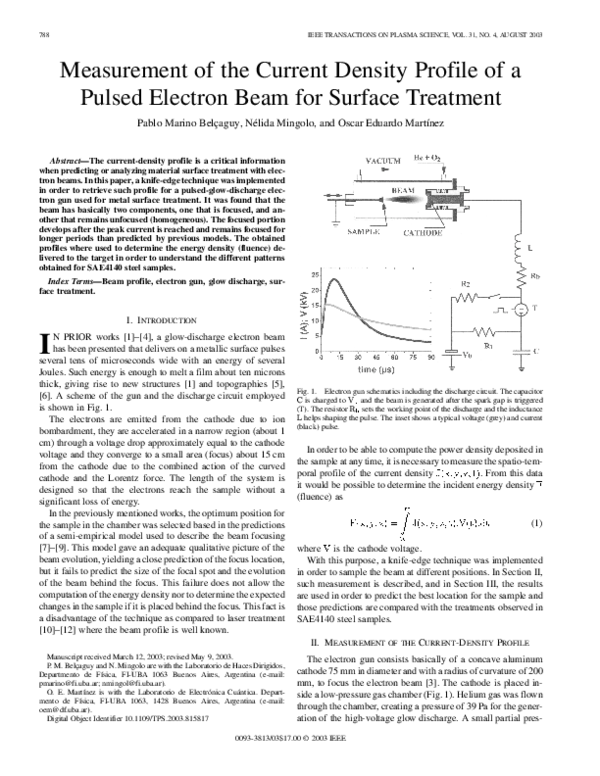 (PDF) Measurement of the current density profile of a pulsed electron ...