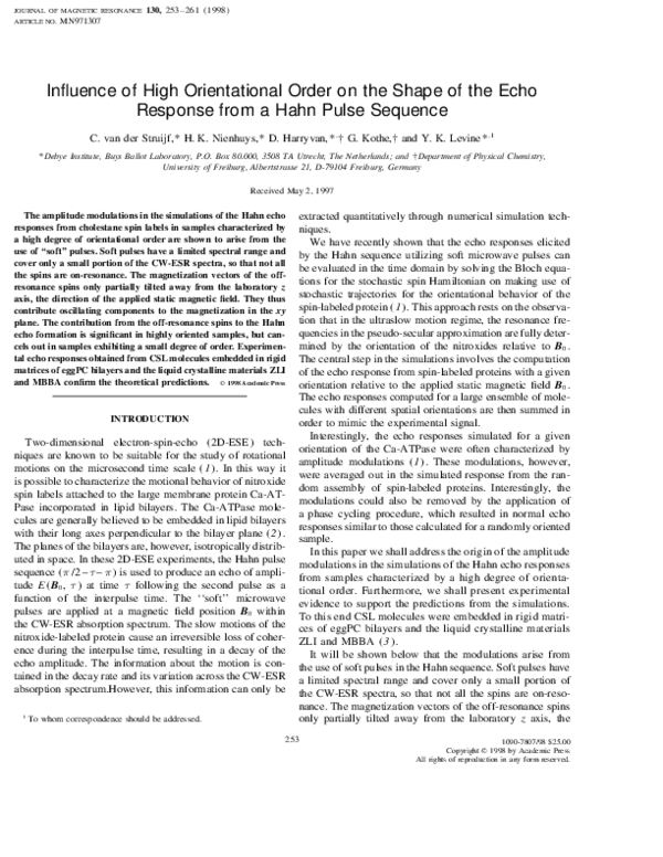 (PDF) Influence of High Orientational Order on the Shape of the Echo ...