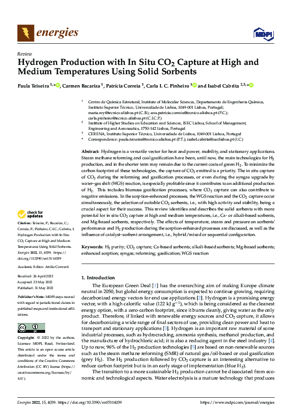 (PDF) Hydrogen Production with In Situ CO2 Capture at High and Medium ...